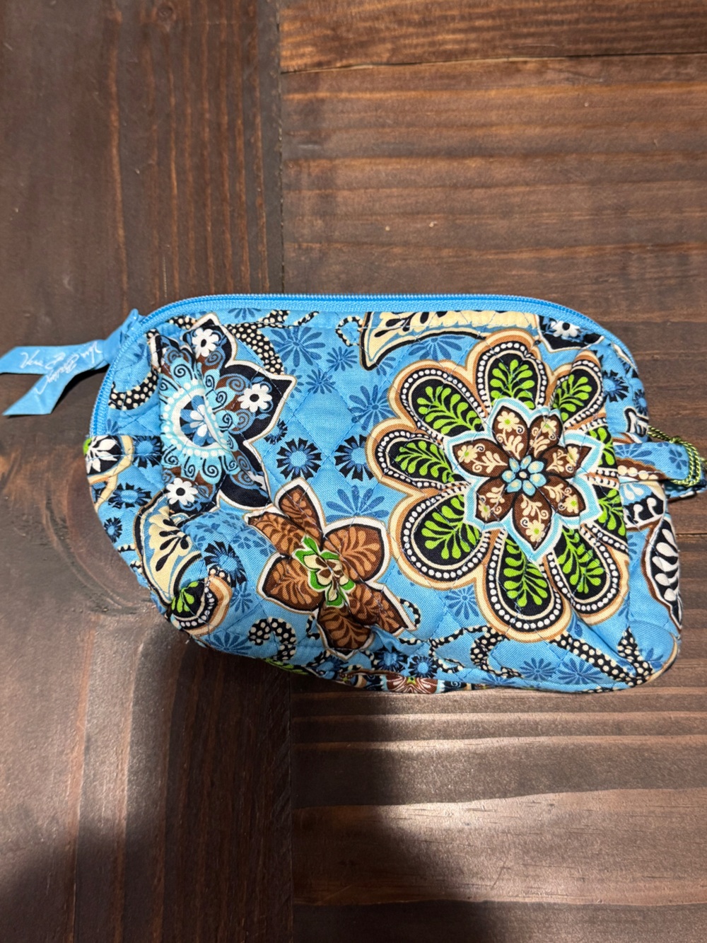 Vera Bradley “Bali blue” Blue Floral Quilted Cosmetic Pouch
